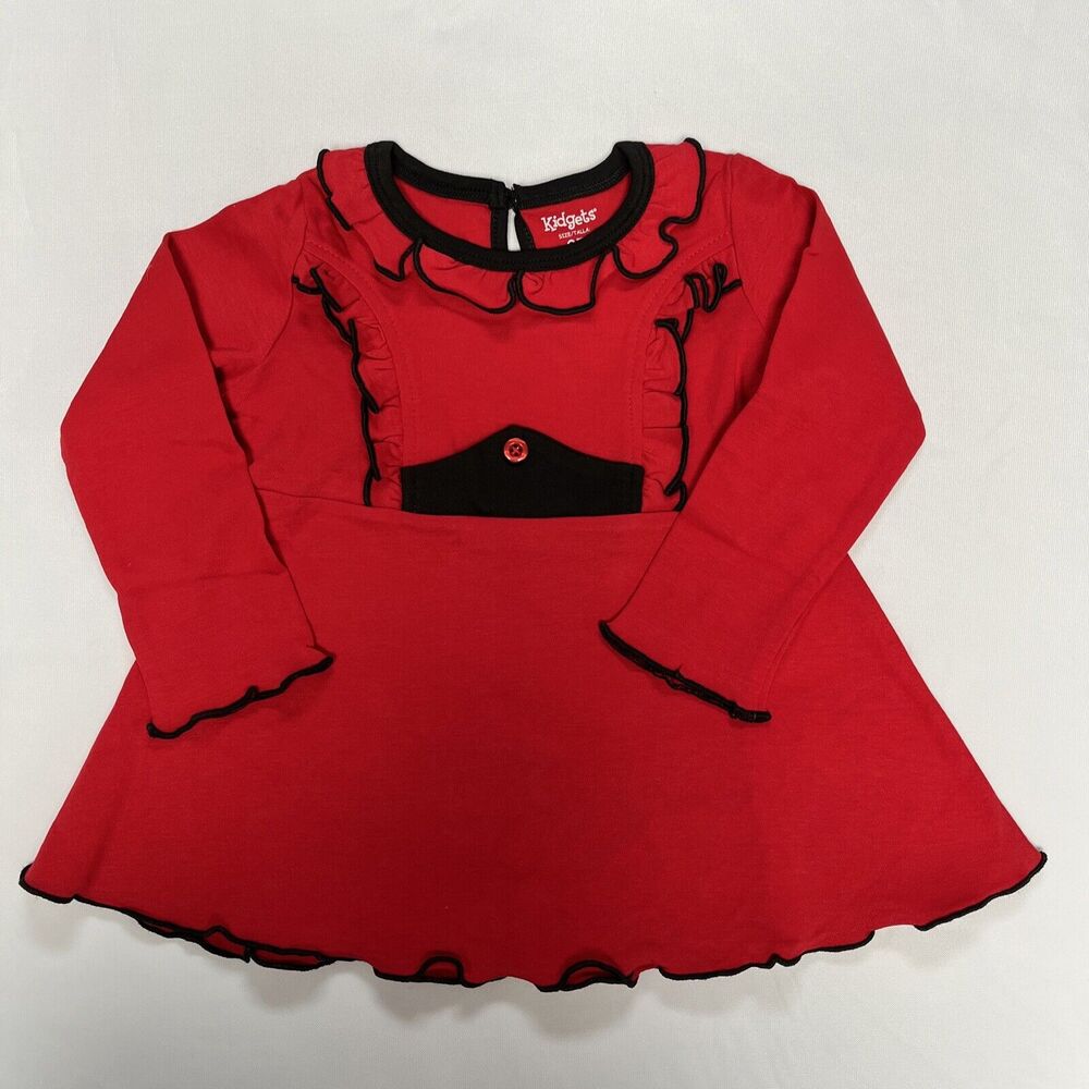 Kidgets Toddler Shirt Tunic Size 2T Red Black Long Sleeve Top Dress NWOT